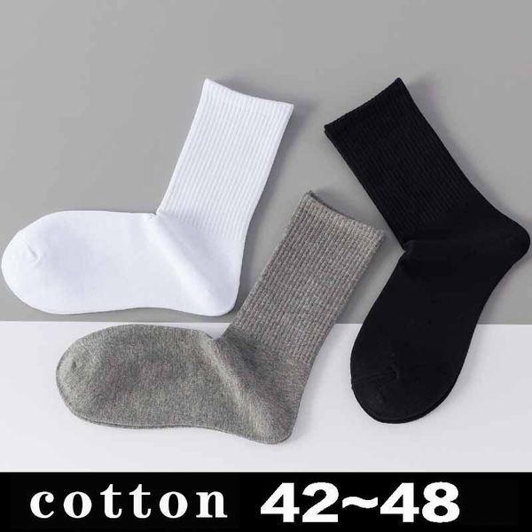 

men's socks solid color large plus size business harajuku comfortable breathable pure cotton deodorant black sock 45 46