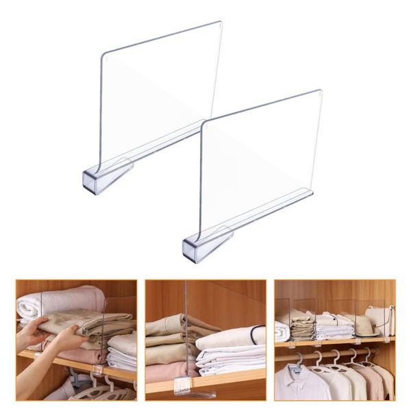 

hooks & rails 2pcs punch acrylic partitions shelf wardrobe (transparent)