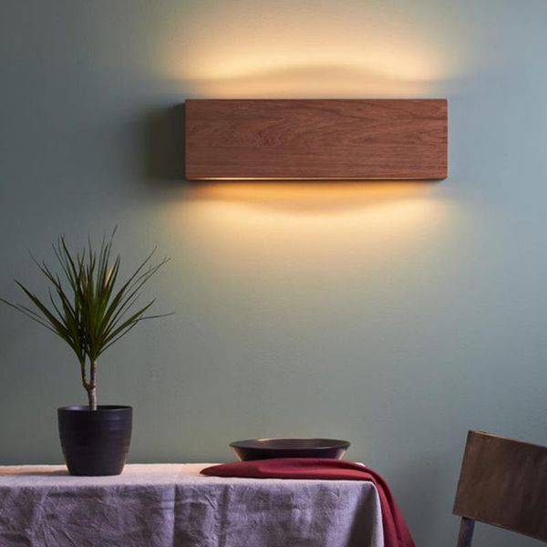 

wall lamp wooden handmade led amber color sconce bedroom interior decoration surface mounted rectangular modern lights nordic