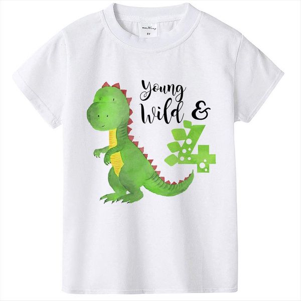 

fashion boys and girls t shirt dinosaur birthday children tee party kt 2233, Blue