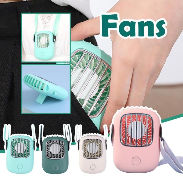 

electric fans hanging neck fan with support stand mini air cooling usb charging outdoor travel portable pocket handheld #4