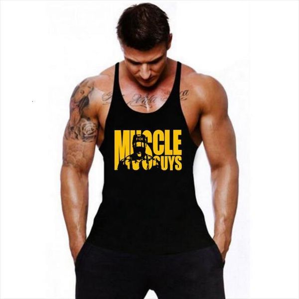 

muscleguys cotton gyms tank men sleeveless tank for boys bodybuilding clothing undershirt fitness stringer vest, White;black