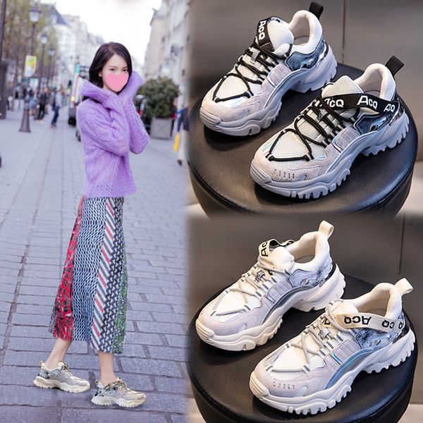 

women's shoes ins fashion net red autumn and winter leisure sports children wenzhou genuine leather daddy women, Black;white