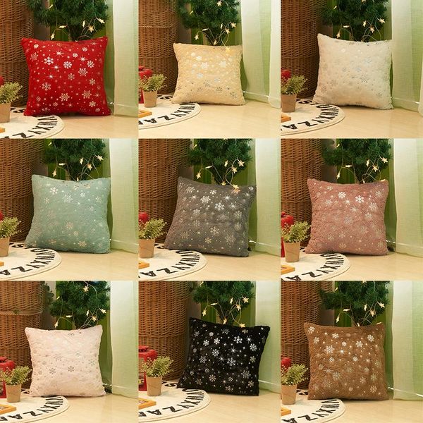 

cushion/decorative pillow 45cmx45cm soft plush snowflake pillowcase for home sofa room ornaments xmas pendant christma gifts happy year deco