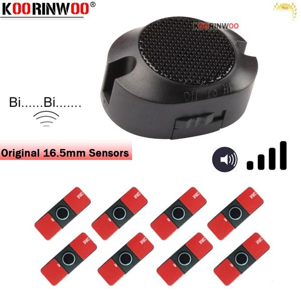 

koorinwoo ultrasonic original 16.5mm flat car sensor adjustable speaker parking sensors 8 probe front back alarm assist rear view cameras&