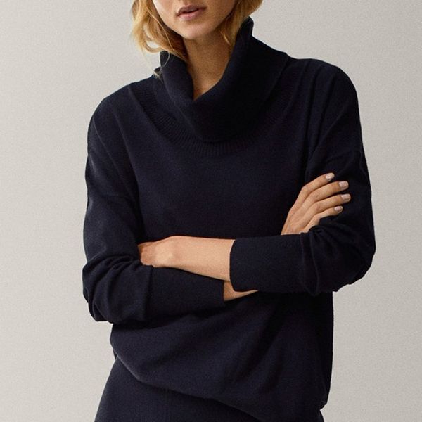 

sweater pure color turtleneck drop shoulder sleeves wide neck casual fashion all-match pullover 4g9i, White;black
