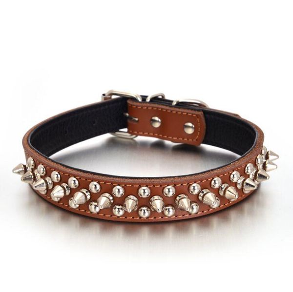 

dog collars & leashes pet rivet collar spiked studded strap leather punk for small large