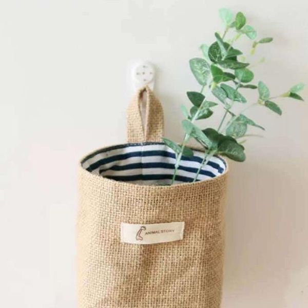 

storage bags 1pc creative hanging bag organizer kitchen supplies cotton and linen pocket pouch multifunction