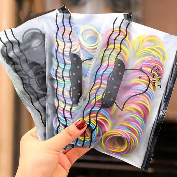 

hair accessories 100pcs/set small elastic rubber band rin girls bands kids ponytail fixed headband scrunchie headdress, Slivery;white