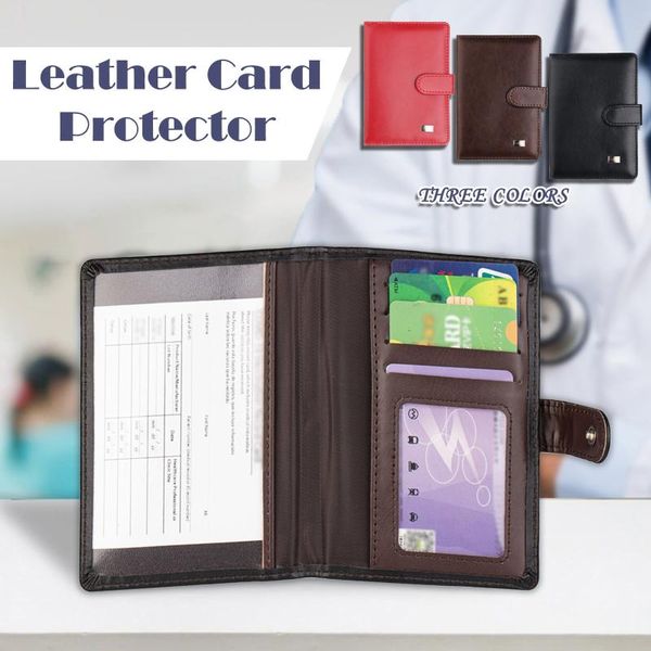 

storage bags notes cover vaccinate certificate multifunctional leather protective id card passport holder pocket notebook s case