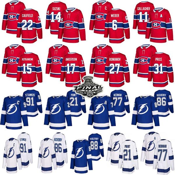 

22 cole caufield montreal canadiens custom jerseys mens womens kids 14 nick suzuki 31 carey price tampa bay lightning 91 steven stamkos 86 k, Black;red