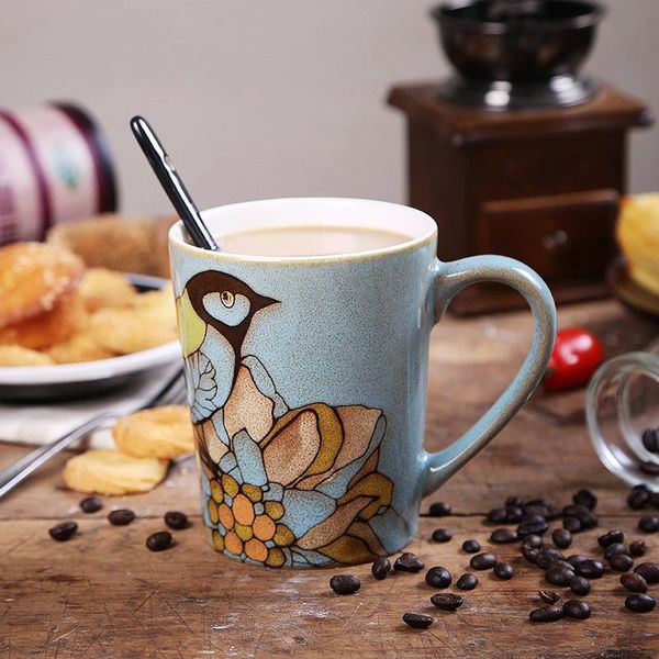 

mugs hand painted special personality cup porcelain bird and flower