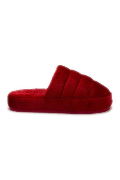 

slippers women's red plush home slipper, Black