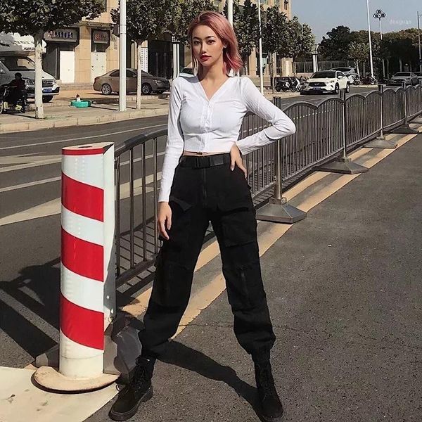 

women's pants & capris zaraes bf loose carrot pant and comfortable multi-pocket street overalls were thin harlan casual 2021, Black;white