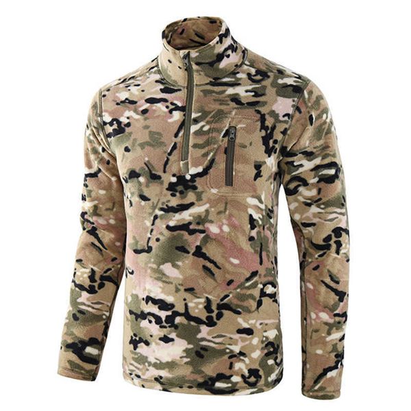 

men's army military fleece jacket autumn winter soft shell training camouflage coat outwear tactical thermal windbreaker jacket x0621, Black;brown