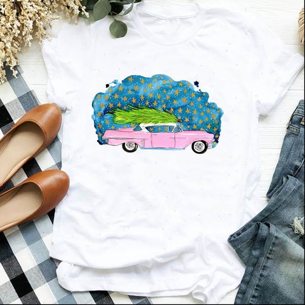 

women lady printing space star tree 90s autumn winter christmas clothes shirt t tee tshirt female graphic, White