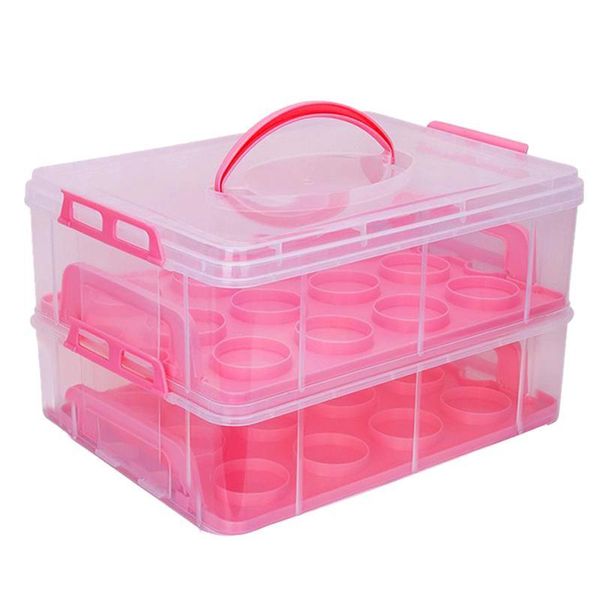 

other bakeware 1pc double layer transparent cake box plastic dessert packaging case portable tamarine cup storage packing