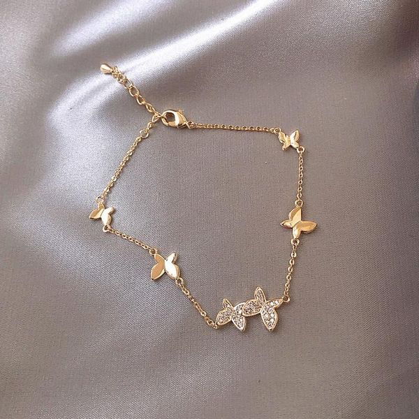 

charm bracelets genenic prevent allergy gold silver color wedding bracelet for women couples classic crystal butterfly hand jewelry mujer gi, Golden;silver