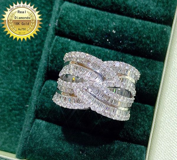 

cluster rings 18k gold ring natural real 1.45ct diamond engagement&wedding jewellery have certificate 0032, Golden;silver