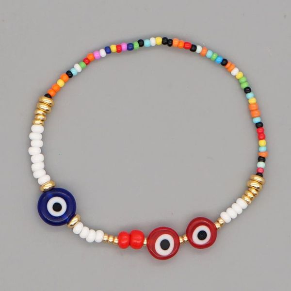 

beaded, strands go2boho turkish evil eye braclets colorful beaded bracelet for women fashion luck boho jewelry elastics bracelets, Black