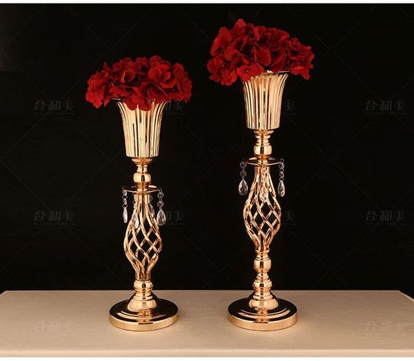 

metal flower vase gold stand table centerpices wedding decoration candle holders