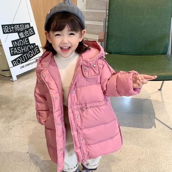 

jackets 2021 baby girls winter coat cotton padde hooded warm long coats kids fashion casual clothes children overcoats 1-10age, Blue;gray