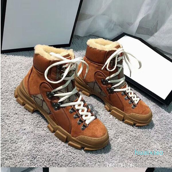 

2018winter martin boots tie be warm snow boots brand shoes for men and women genuine leatherthick bottom short boots large yy852, Black