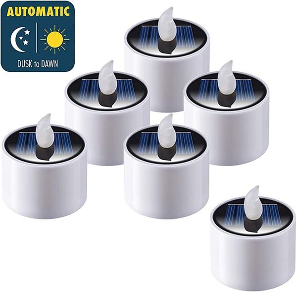 

solar lamps tea lights 6pcs led candle light outdoor waterproof energy electronic flickering lamp garden halloween home decor