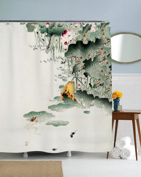 

shower curtains japanese curtain, plant bathroom decor nature art