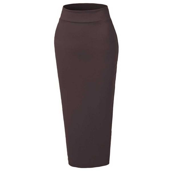 

skirts 2021 autumn winter women fashion elastic waist stretch knit skirt side split step package hip slim, Black