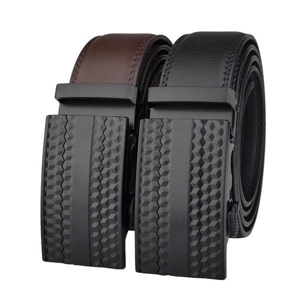 

belts luxury strap male waistband black genuine leather belt men fashion ratchet automatic buckle with cow, Black;brown