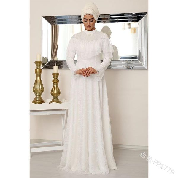 

casual dresses women white dress plus size lace stitching ruffled long sleeves empire solid office lady floor-length, Black;gray