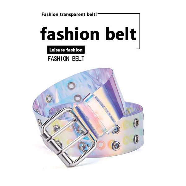

belts women fashion transparent laser belt wide waist band metal buckle dress pants waistband clear pin bands, Black;brown