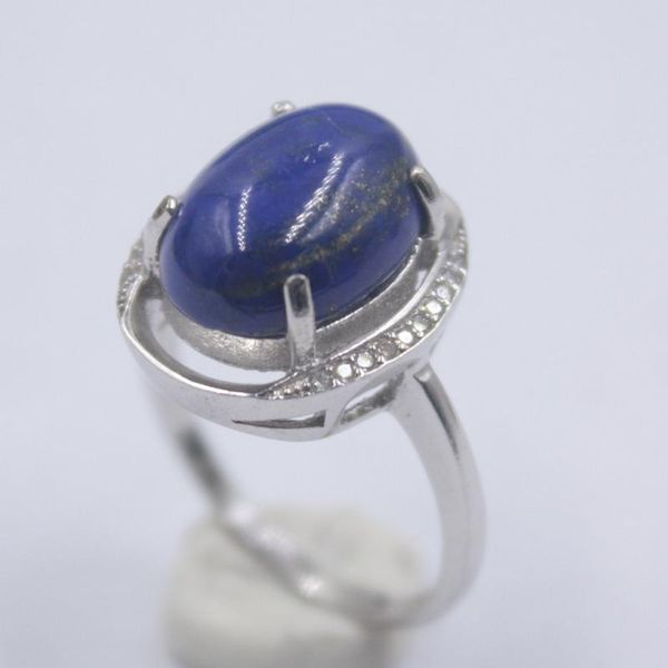 

cluster rings pure s925 silver &lapis lazuli ring retro pattern 17mmw zircon shiny for women us 5-9 elegant fine, Golden;silver