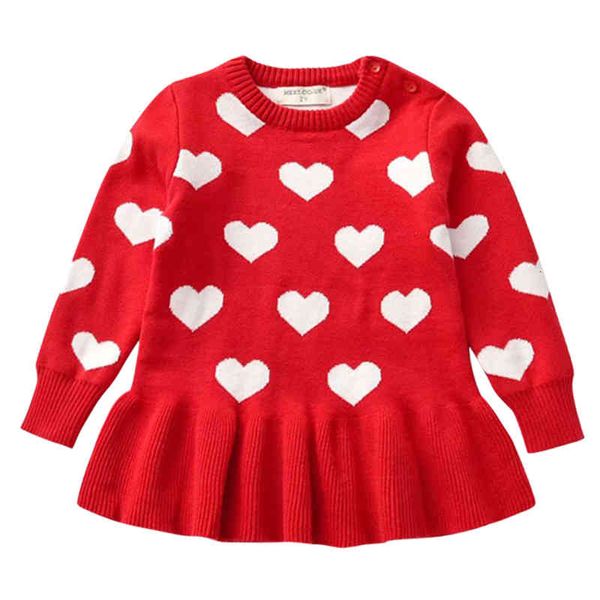 

girl's dresses lzh children knitting spring autumn new cotton long-sleeve love sweater for girls casual dress 0-4 years 1023, Red;yellow