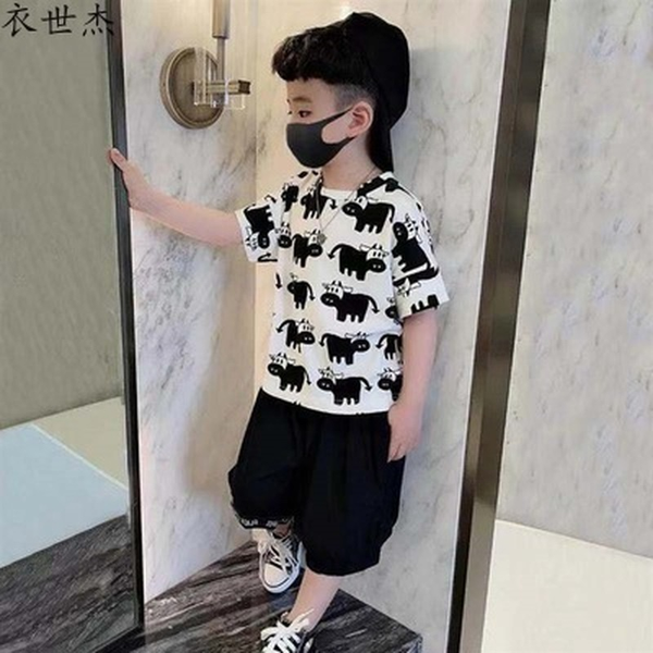 

childrens clothing boys and girls short-sleeved t-shirt summer 2022 new childrens fashion loose half-sleeved, Blue