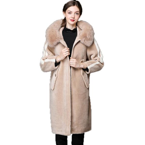 

autumn winter jacket women clothes 2021 korean vintage wool fur hooded sheep shearling manteau femme hiver zt1205 women's & faux, Black