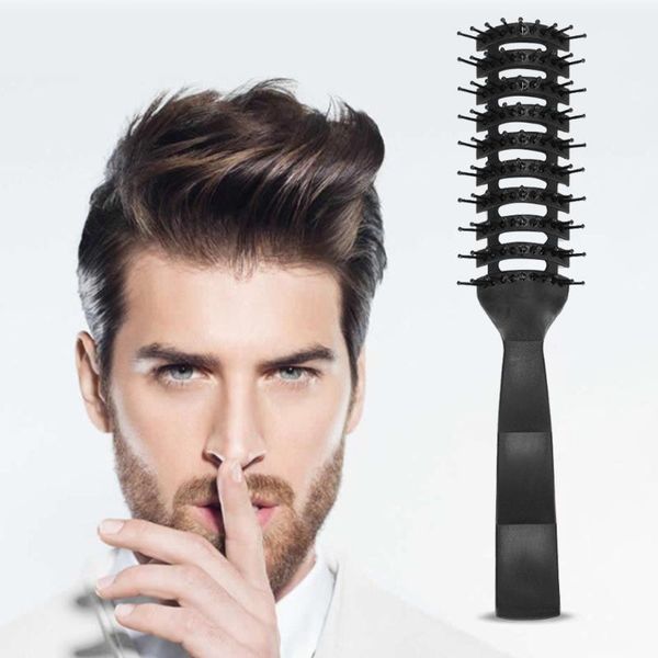 

hair brushes men hairbrush plastic head massage styling brush slicked-back scalp massager for salon home, Silver