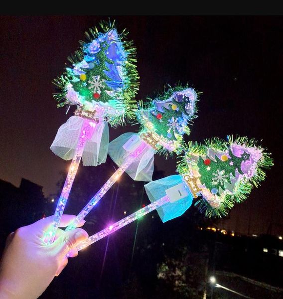 LED Acenda Árvore de Natal Magic Wands Decorações Fulgor Flash Stick Blinky Aniversário de Aniversário Festa Favor Favor Traje Acessório para Princesa Kids