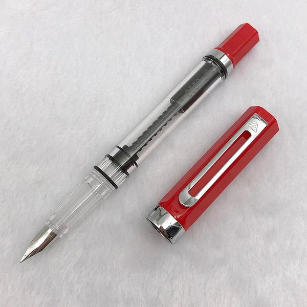 

fountain pens silver hollow out clip red pen 1pc transparent plastic student writing ink 0.5mm 0.38 for choose school stationery