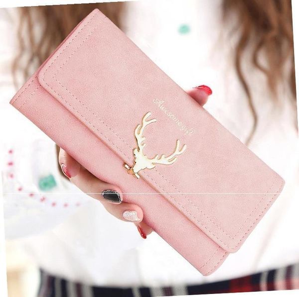 

wallets women wallet card female purse leather trifold long coin holder phone metal christmas deer cash pocket fashion, Red;black