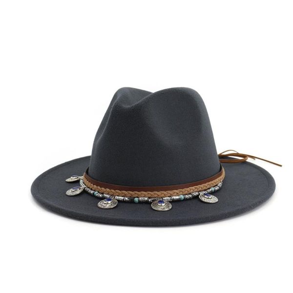 

stingy brim hats fashion women men wool fedora hat for gentleman elegant lady wide jazz panama cap, Blue;gray