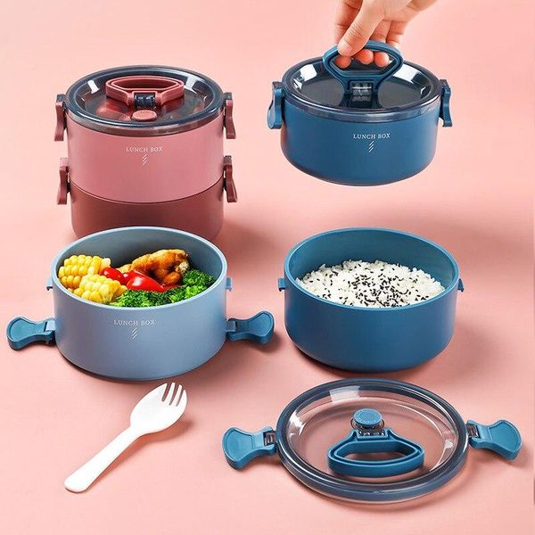 

dinnerware sets japanese style microwave bento box double layers plastic lunch leak-proof for work student container