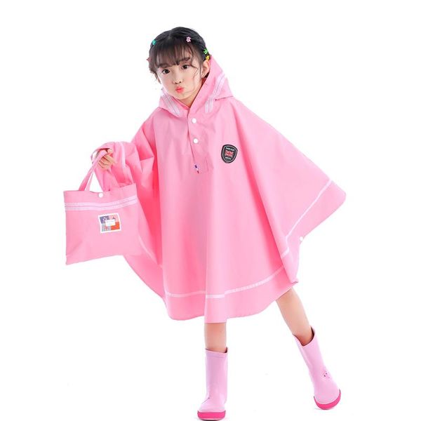 

raincoats fabric raincoat outdoor kids waterproof hooded portable pink backpack impermeable fashion long bg50rc