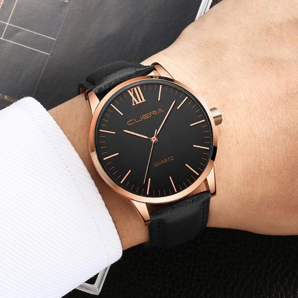 

wristwatches cuena men wrist watch quartz army leather for man watches mens 2021 relogio masculino, Slivery;brown