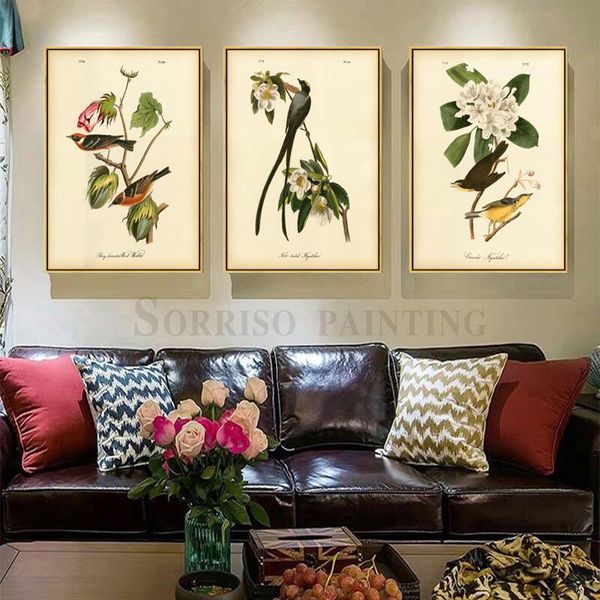 

paintings american style flowers and birds canvas painting posters prints pictures for living room home dining decor hallway wall art