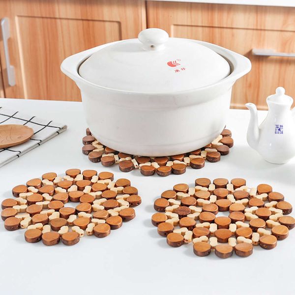 

bamboo scald proof and heat insulation mat cup tianyun round bead hollow table kitchen tableware pan