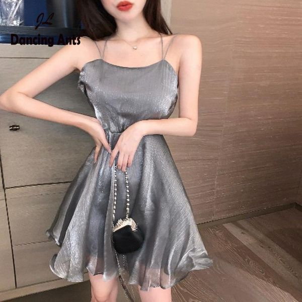 

women dress a-line mini sleeveless high waist spaghetti strap off shoulder summer french chic vintage woman dresses dropshippng casual, Black;gray