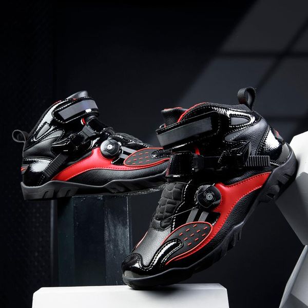 

professional high motorcycle cycling shoes bicycle boots men sneakers man outdoor riding motocross touring footwear, Black