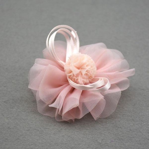 

boutique 30pcs fashion cute pom floral hair clips kawaii solid gauze flower hairpins princess headwear accessories, Slivery;white